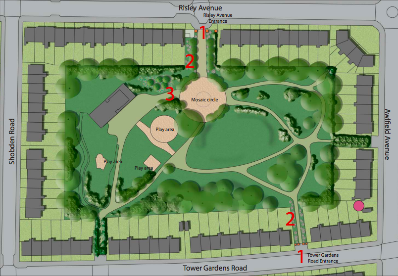Map of Tower Gardens Park