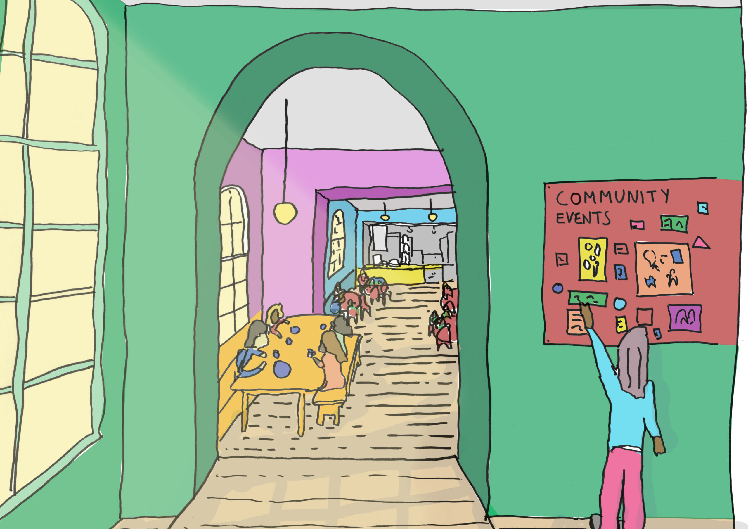 Illustration of what a public living room might look like